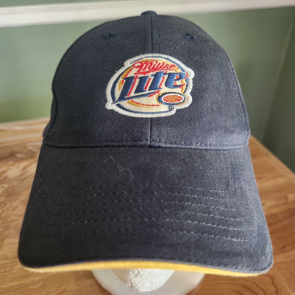 Miller Light Logo ACME Adjustable Strap  Black and Yellow  Hat Cap